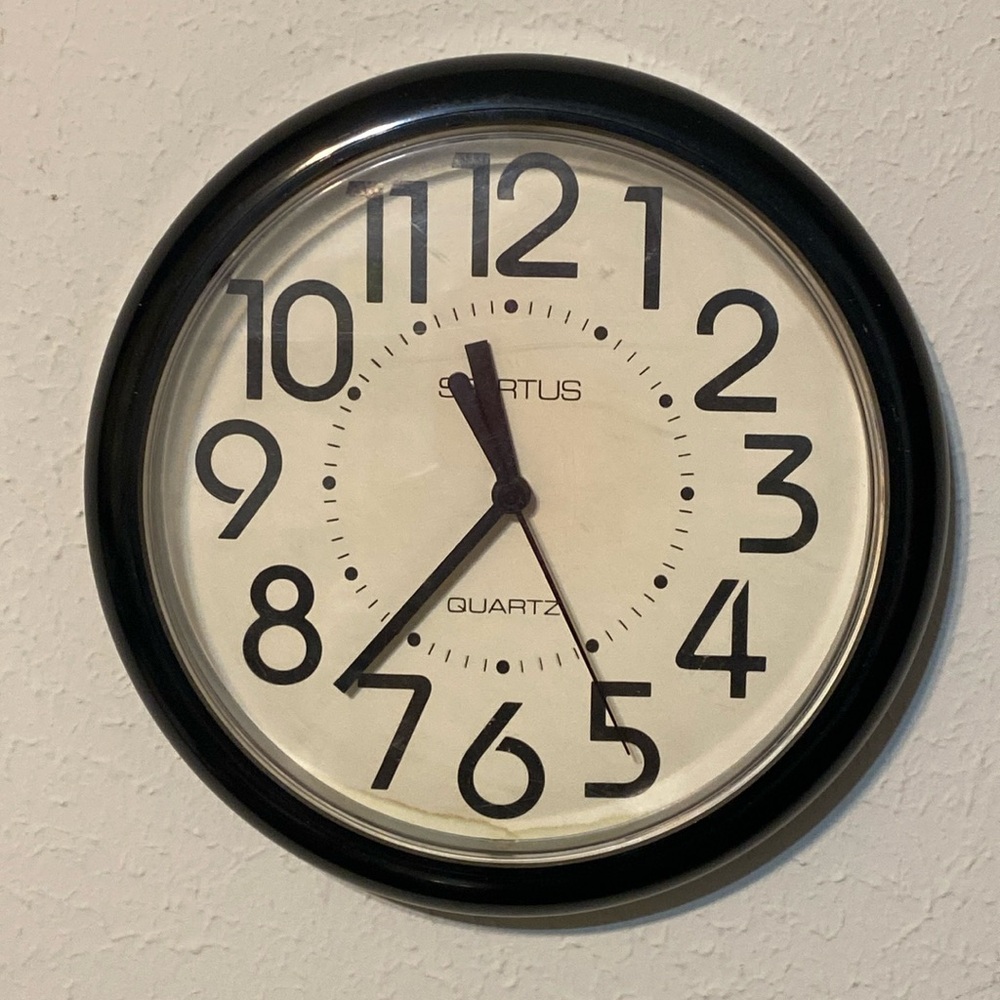 Spartas wall clock. Black. Quartz. Vintage. Good condition